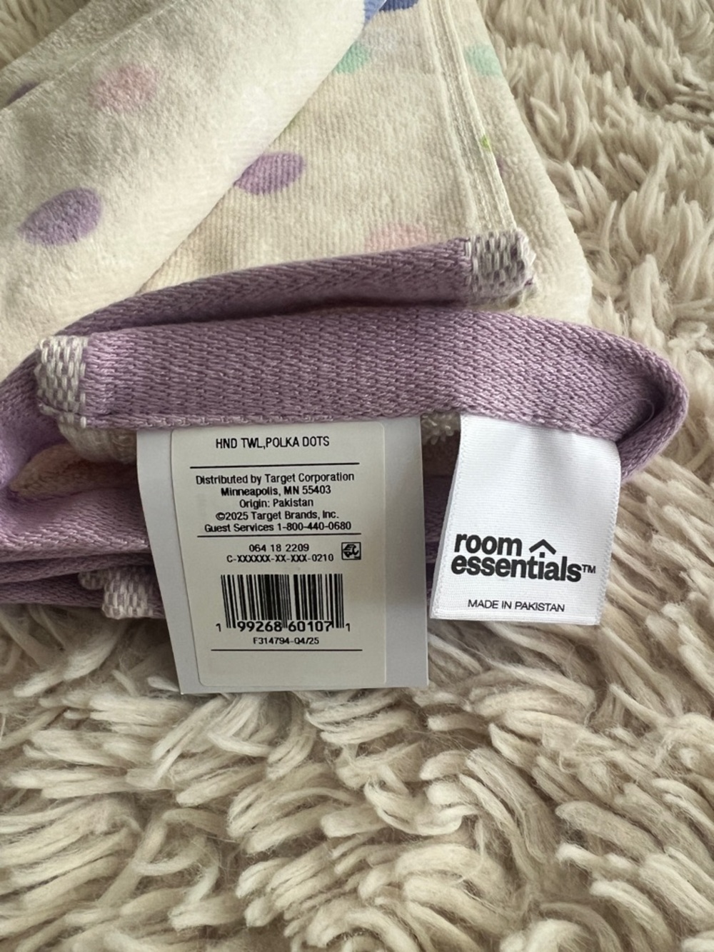 NEW Room Essentials Pastel Polka Dot Hand Towel 100% Cotton - Set Of 2 - Picture 3 of 3